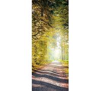 A.Monamour Adesivo Porta Autoadesiva Sentiero tra Boschi Colorati in Uno Scenario Naturale Autunnale Vinile PVC Adesivi per Porte Interne 3D Pellicola Adesiva Poster Sticker Murale Parete