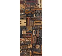 A.Monamour Adesivo Porta Autoadesiva Sfondo Di Lettere In Legno Vinile PVC Adesivi per Porte Interne 3D Pellicola Adesiva Poster Sticker Murale Decorazione da Parete Carta da Parati