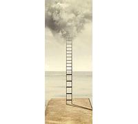 A.Monamour Adesivo Porta Autoadesiva Una Scala Che Raggiunge Il Cielo Nuvoloso Arte Astratta Vinile PVC Adesivi per Porte Interne 3D Pellicola Adesiva Poster Sticker Murale Parete Carta da Parati
