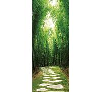 A.Monamour Adesivo Porta Autoadesiva Una Strada Nel Paesaggio Naturale Della Foresta Di Bambù Verde Vinile PVC per Porte Interne 3D Pellicola Adesiva Poster Sticker Murale Parete Carta da Parati