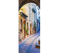 A.Monamour Adesivo Porta Autoadesiva Vecchia Strada Delle Città Medievali D'Italia Vinile PVC Adesivi per Porte Interne 3D Pellicola Adesiva Poster Sticker Murale Decorazione da Parete Carta da Parati