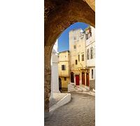 A.Monamour Adesivo Porta Autoadesiva Vista Ad Arco della Strada Collinare A Tangeri Marocco Vinile PVC Adesivi per Porte Interne 3D Pellicola Adesiva Poster Sticker Murale Parete Carta da Parati