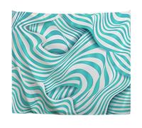 A.Monamour Arazzo da Parete Grande 3D Strisce Bianche E Blu Onde Illusione Ottica Arte Astratta Telo Arazzi Tappezzeria Decorazione da Parete per Soggiorno Camera da Letto Dormitorio 180x230cm