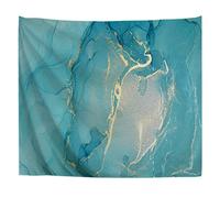 A.Monamour Arazzo da Parete Grande Colori Acrilici Blu Con Struttura In Marmo Polvere D'Oro Arte Moderna Telo Arazzi Tappezzeria Decorazione da Parete per Camera da Letto Dormitorio 180x230cm