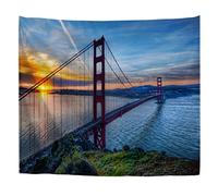 A.Monamour Arazzo da Parete Grande Golden Gate Bridge San Francisco Tramonto Scenario Telo Arazzi Tappezzeria Decorazione da Parete per Soggiorno Camera da Letto Dormitorio 180x200cm