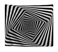 A.Monamour Arazzo da Parete Grande Linee Quadrate Curve Geometriche In Bianco E Nero Tunnel A Spirale Illusione Ottica Arte Astratta Telo Arazzi Decorazione da Parete per Camera da Letto 180x230cm