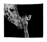 A.Monamour Arazzo da Parete Grande Mamma E Bambino Giraffa Su Sfondo Nero Monocromatico Telo Arazzi Tappezzeria Decorazione da Parete per Soggiorno Camera da Letto Dormitorio 102x153cm