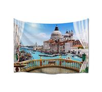 A.Monamour Arazzo da Parete Grande Mandala 3D Balcone Vista Del Canal Grande E La Basilica Di Santa Maria Della Salute Venezia Italia Stampa Telo Tessuto Tenda Tovaglia Arazzi Murale Decorazione