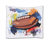 A.Monamour Arazzo da Parete Grande Mandala Acquerello Football Americano Rugby Sport Schizzo Graffiti Abstract Stampa Telo Tessuto Tenda Tovaglia Copriletto Copridivano Arazzi Murale Decorazione
