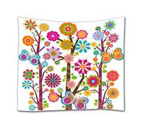 A.Monamour Arazzo da Parete Grande Mandala Alberi Colorati Della Foresta Fiori Farfalla Sfondo Floreale Bambini Che Dipingono Foto Telo Tessuto Tenda Tovaglia Copriletto Arazzi Murale Decorazione