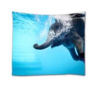A.Monamour Arazzo da Parete Grande Mandala Divertente Elefante Che Nuota Sott'Acqua Acqua Blu Animale Stampa Telo Tessuto Tenda Tovaglia Copriletto Copridivano Arazzi Murale Decorazione