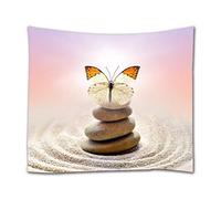 A.Monamour Arazzo da Parete Grande Mandala Farfalla Zen Equilibrio Pietra Modelli Di Cerchi Nei Decori Spa Astratti Di Sabbia Di Grano Telo Tessuto Tenda Tovaglia Copriletto Arazzi Murale Decorazione