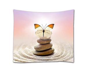 A.Monamour Arazzo da Parete Grande Mandala Farfalla Zen Equilibrio Pietra Modelli Di Cerchi Nei Decori Spa Astratti Di Sabbia Di Grano Telo Tessuto Tenda Tovaglia Copriletto Arazzi Murale Decorazione