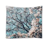 A.Monamour Arazzo da Parete Grande Mandala Fiore Di Ciliegio Sakura Fiore Albero In Primavera Cielo Blu Paesaggio Naturale Telo Tessuto Tenda Tovaglia Copriletto Copridivano Arazzi Murale Decorazione