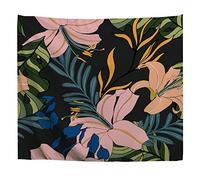 A.Monamour Arazzo da Parete Grande Mandala Fiori Rosa Tropicali Lascia La Pianta Su Sfondo Scuro Telo Tessuto Tenda Tovaglia Copriletto Copridivano Arazzi Murale Decorazione 180x230cm