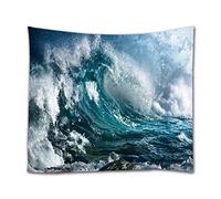 A.Monamour Arazzo da Parete Grande Mandala Grande Tempesta Blu Mare Oceano Onda Natura Scenario Sfondi Stampa Telo Tessuto Tenda Tovaglia Copriletto Copridivano Arazzi Murale Decorazione
