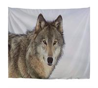 A.Monamour Arazzo da Parete Grande Mandala Lupo Grigio In Inverno Bianco Neve Immagine Di Animali Stampa Telo Tessuto Tenda Tovaglia Copriletto Copridivano Arazzi Murale Decorazione