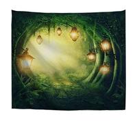 A.Monamour Arazzo da Parete Grande Mandala Magico Percorso Rotondo D'Ingresso Nella Foresta Incantata Lanterna Luminosa Arte Da Favola Telo Tessuto Tenda Tovaglia Copriletto Arazzi Murale Decorazione