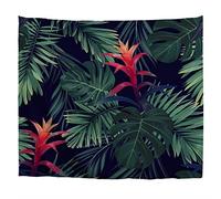 A.Monamour Arazzo da Parete Grande Mandala Monstera Tropicale Esotico Foglie Di Palma Motivo Floreale Astratto Sfondo Verde Scuro Telo Tessuto Tenda Tovaglia Copriletto Arazzi Murale Decorazione