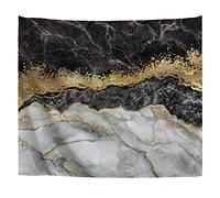 A.Monamour Arazzo da Parete Grande Mandala Motivo In Marmo Bianco E Nero Con Polvere D'Oro Di Lusso Telo Tessuto Tenda Tovaglia Copriletto Copridivano Arazzi Murale Decorazione 153x229cm
