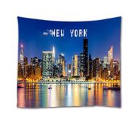 A.Monamour Arazzo da Parete Grande Mandala New York City Edificio Skyline Paesaggio Urbano Di Notte Foto Stampa Telo Tessuto Tenda Tovaglia Copriletto Copridivano Arazzi Murale Decorazione