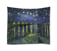 A.Monamour Arazzo da Parete Grande Mandala Notte Stellata Sul Rodano Di Vincent Van Gogh Dipinto Ad Olio Stampa Telo Tessuto Tenda Tovaglia Copriletto Copridivano Arazzi Murale Decorazione