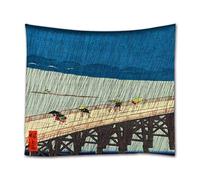 A.Monamour Arazzo da Parete Grande Mandala Pioggia Improvvisa Sul Ponte Shin-Ohashi E Atake Di Utagawa Hiroshige Stampa Telo Tessuto Tenda Tovaglia Copriletto Copridivano Arazzi Murale Decorazione