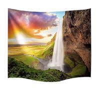 A.Monamour Arazzo da Parete Grande Mandala Tramonto Roccia Montagna Cascate Campo Terra Natura Paesaggio Stampa Telo Tessuto Tenda Tovaglia Copriletto Copridivano Arazzi Murale Decorazione