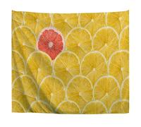 A.Monamour Arazzo da Parete Grande Mandala Una Fetta Di Pompelmo Rosa Tra Fette Di Limone Giallo Telo Tessuto Tenda Tovaglia Copriletto Copridivano Arazzi Murale Decorazione 102x153cm