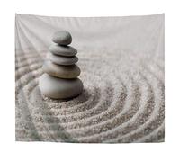 A.Monamour Arazzo da Parete Grande Mandala Zen Giardino Meditazione Pietra Sabbia E Roccia Telo Tessuto Tenda Tovaglia Copriletto Copridivano Arazzi Murale Decorazione 130x153cm
