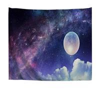 A.Monamour Arazzo da Parete Grande Pianeta Della Luna Piena E Delle Stelle Nell'Universo Della Galassia Spaziale Telo Arazzi Tappezzeria Decorazione da Parete per Camera da Letto Dormitorio 130x153cm