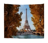 A.Monamour Arazzo da Parete Grande Torre Eiffel Senna Nella Stagione Autunnale Di Parigi Telo Arazzi Tappezzeria Decorazione da Parete per Soggiorno Camera da Letto Dormitorio 130x153cm