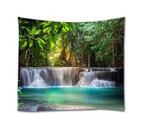 A.Monamour Arazzo da Parete Mandala Cascata Della Tailandia Nel Paesaggio Della Natura Degli Alberi Della Foresta Tropicale Esotica Di Kanchanaburi Telo Tessuto Tenda Arazzi Murale Decorazione