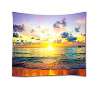 A.Monamour Arazzo da Parete Mandala Cielo Variopinto Di Tramonto Della Spiaggia Dell'Oceano Dell'Isola Caraibica Con Il Paesaggio Della Natura Delle Nuvole Telo Tessuto Tenda Arazzi Murale Decorazione