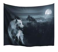 A.Monamour Arazzo da Parete Mandala Lupo Che Cammina Nel Cielo Notturno Della Foresta Intorno Alla Luna Animale Stampa Telo Tessuto Tenda Tovaglia Copriletto Copridivano Arazzi Murale Decorazione