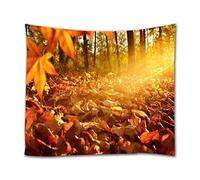 A.Monamour Arazzo da Parete Mandala Sole Splendente Attraverso Gli Alberi Della Foresta Autunno Foglie D'Acero Cadute Dorate Paesaggi Naturali Telo Tessuto Tenda Tovaglia Arazzi Murale Decorazione