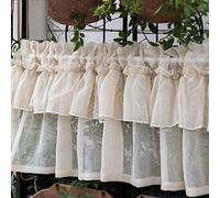 A.Monamour Corta per Finestra Piccola in Voile Tulle Trasparente Colore Champagne - Tenda da Cucina Bistrot Caffè Mezza Mantovana a Vetro a Pannello Porta