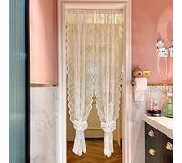 A.Monamour Corta Piccola 2 Pezzi Bianco Trasparente Voile Tenda Ricamo Floreale Pizzo Tendina da Cucina Bistrot Caffè Mezza Mantovana a Vetro a Pannello Porta