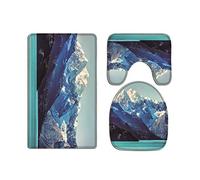 A.Monamour Set Tappeti Bagno 3 Pezzi Completo Alaska Ghiacciaio Baia Neve Bianca Picchi Di Montagna Natura Paesaggio Antiscivolo Morbidi Assorbente Lavabile Tappetini per Il Bagno WC Bidet