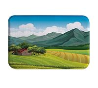 A.Monamour Tappetino per Il Bagno Antiscivolo Assorbente Casa Rurale In Un Paesaggio Collinare Di Montagna Campo Verde Bosco Lavabile Tappeto Tappetini Doccia Cucina Tappeti Cameretta 40x60cm