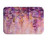A.Monamour Tappetino per Il Bagno Antiscivolo Assorbente Morbido Colore Rosa E Viola Fiori Di Glicine Pittura Ad Acquerello Bokeh Viola Floreale Tappeto Tappetini Doccia Cucina Zerbino 40x120cm