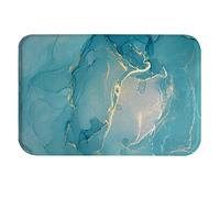 A.Monamour Tappetino per Il Bagno Antiscivolo Assorbente Morbido Colori Acrilici Blu Con Struttura In Marmo Polvere D'Oro Arte Moderna Tappeto Doccia Passatoia da Cucina Zerbino Cameretta 40x120cm