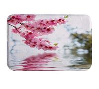 A.Monamour Tappetino per Il Bagno Antiscivolo Assorbente Morbido Fiori Di Ciliegio Rosa Primaverile Sakura Fiori Riflessi Nel Paesaggio Naturale Tappeto Tappetini Doccia Cucina Zerbino 40x60cm