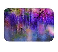 A.Monamour Tappetino per Il Bagno Antiscivolo Assorbente Morbido Pittura Ad Acquerello Primavera Viola Fiori Glicine In Fiore Colorato Floreale Lavabile Tappeto Tappetini Doccia Cucina Zerbino 40x60cm