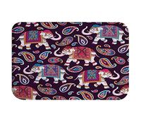 A.Monamour Tappetino per Il Bagno Antiscivolo Assorbente Ornamento Indiano Elefante Etnico Paisley Design Sfondo Scuro Lavabile Tappeto Tappetini Doccia Passatoia da Cucina Tappeti Cameretta 40x60cm