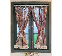 A.Monamour Tenda Corta per Finestra Piccola 2 Pezzi Boho Bohemien Tribale Etnica Semitrasparente Tendina Tenda da Cucina Bistrot Caffè Mezza Tenda Mantovana Tenda a Vetro a Pannello Tenda Porta