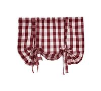A.Monamour Tenda Corta per Finestra Piccola Cotone Lino Opaco A Quadri Quadretti Rosso Tende A Pacchetto Roman Shades Tendina Cucina Bistrot Caffè Mezza Mantovana Tenda a Vetro a Pannello Tenda Porta