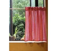 A.Monamour Tenda Corta per Finestra Piccola Cotone Opaco Rosso Bianco A Scacchi A Quadri Gingham Tendina Tenda da Cucina Bistrot Caffè Mezza Tenda Mantovana Tenda a Vetro Tenda a Pannello Tenda Porta