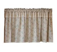 A.Monamour Tenda Corta per Finestra Piccola In Cotone Lino Floreale Beige Stile Rétro Rustico Opaco Tendina Tenda da Cucina Bistrot Caffè Mezza Tenda Mantovana Tenda a Vetro Tenda a Pannello