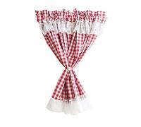 A.Monamour Tenda Corta per Finestra Piccola Opaco Quadretti Rossi Bianchi Di Cotone Con Pizzo Voile Bianco Tendina Tenda da Cucina Bistrot Caffè Mezza Tenda Mantovana Tenda a Vetro Tenda a Pannello